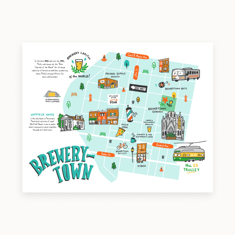 Philly Neighborhood Map 11x14 Prints