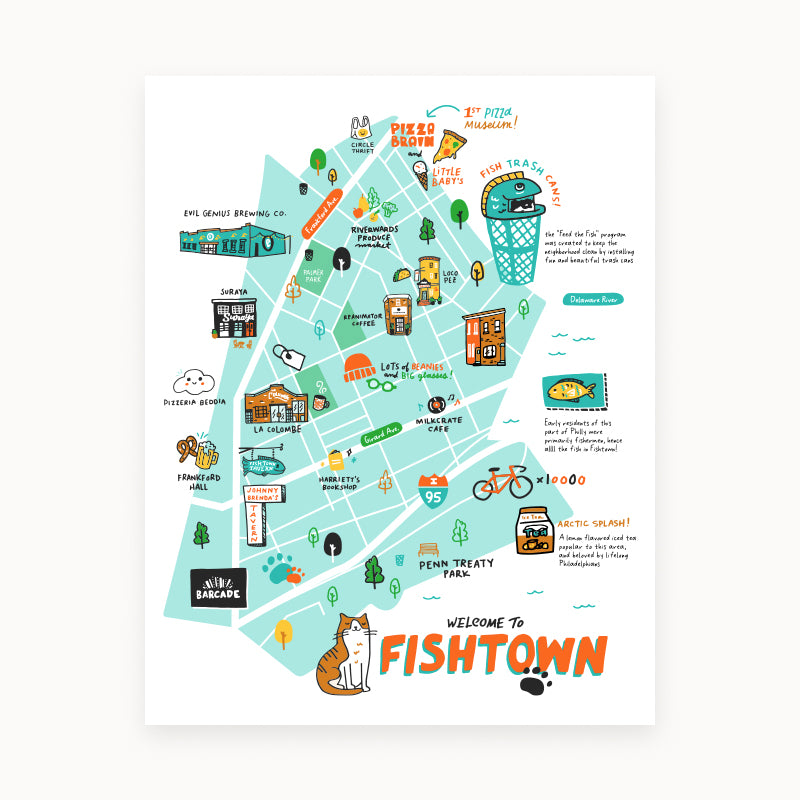 Philly Neighborhood Map 11x14 Prints