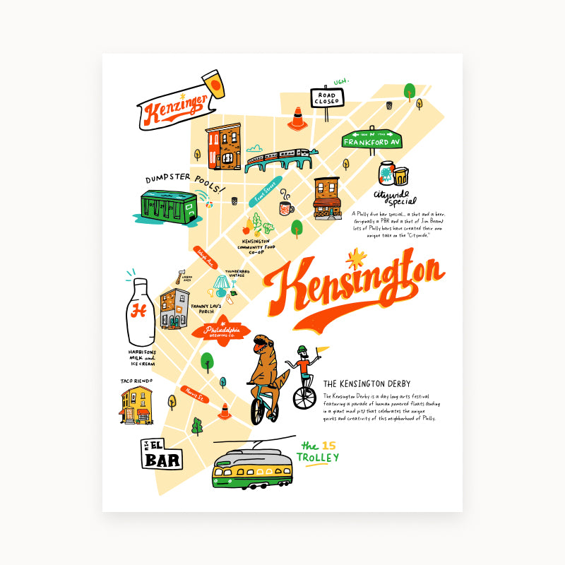 Philly Neighborhood Map 11x14 Prints