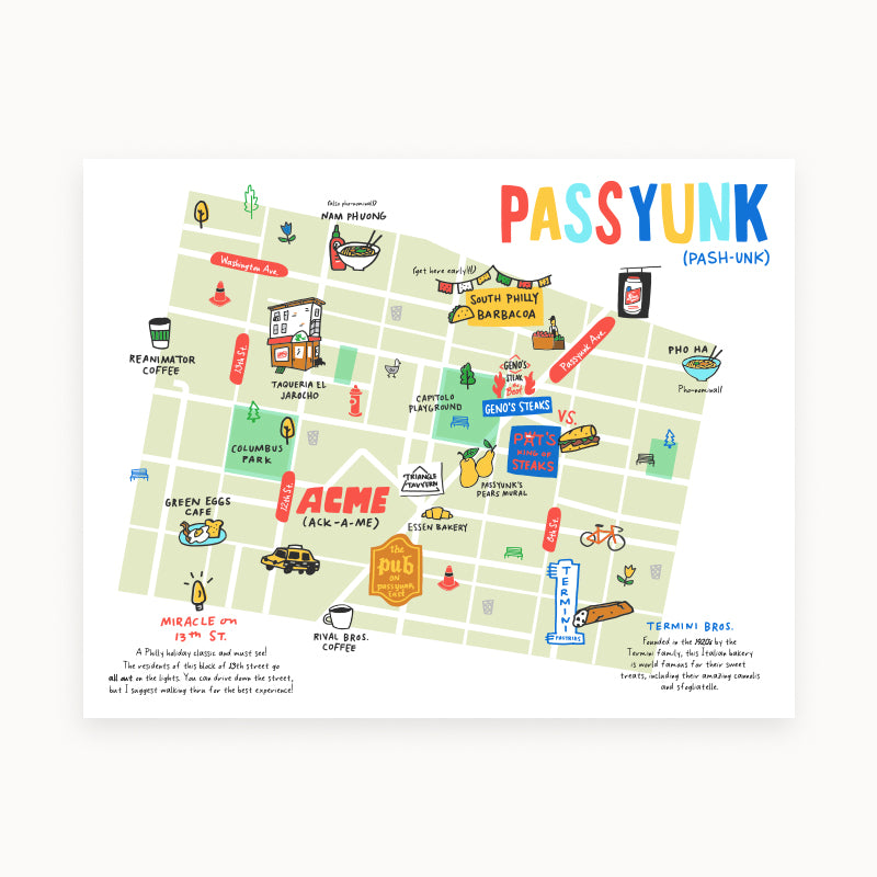 Philly Neighborhood Map 11x14 Prints