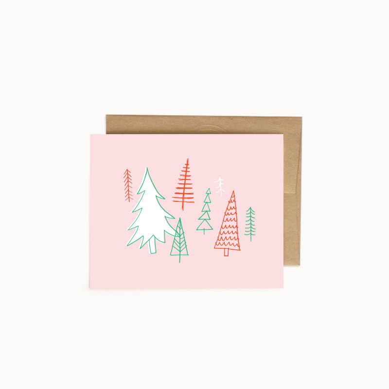 Pink Trees Holiday Card