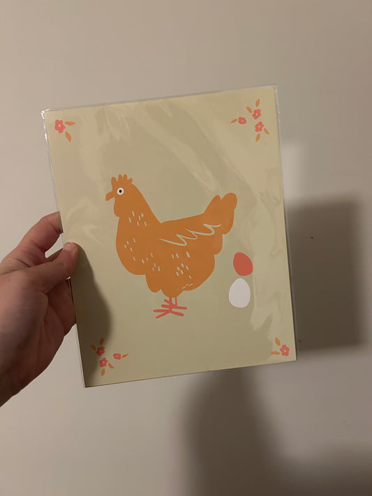 Green Hen Art Print