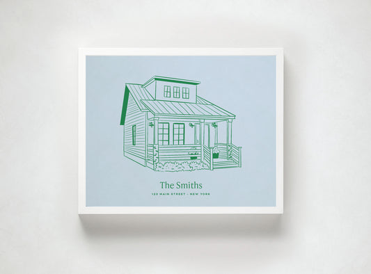 Custom Home Portrait Line-Drawing Style Illustration