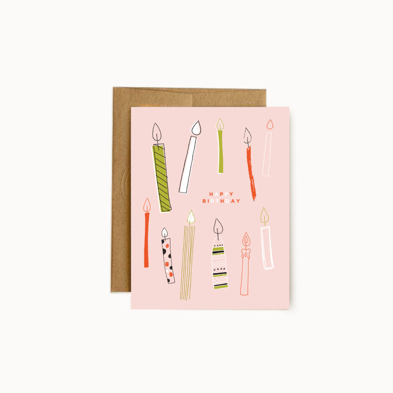 Pink Birthday Candles Card - Wholesale